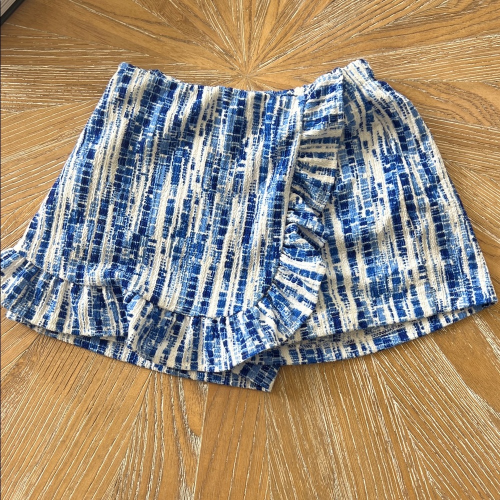 Blue and White Ruffled Skorts from Zara